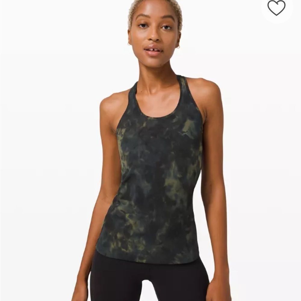 Lululemon Black and Olive Green Tie-Dye Racerback Tank Top